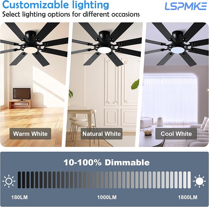 Ceiling Fans with Lights, 54 inch Low Profile Ceiling Fan with Light and Remote Control, Flush Mount Ceiling Fan for Bedroom, Living Room, Reversible, 3CCT, Dimmable, Noiseless DC Motor, Black