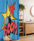 Ambesonne Vintage Stall Shower Curtain, Retro Style Design on Dotted Background Comics Pop Art Image Print Retro, Fabric Bathroom Decor Set with Hooks, 36" W x 72" L, Yellow Blue and Red