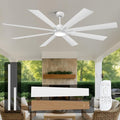 72 Inch White Ceiling Fans with Lights, Indoor Outdoor Ceiling Fans for Patios with Remote, 8 Double-Finish Blades, 5-CCT, Large CFM Quiet Reversible DC Fan for Living Room Gazebo