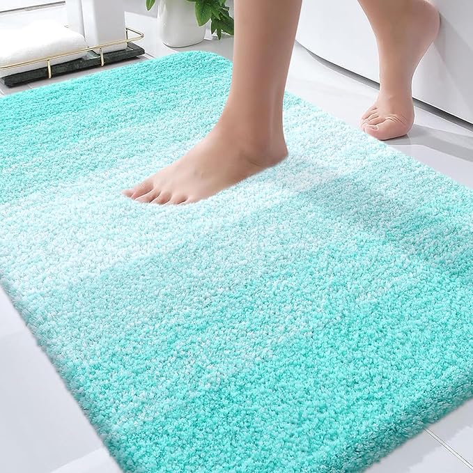 OLANLY Bathroom Rugs Mat 36x24, Extra Soft Absorbent Microfiber Bath Rugs, Rubber Backing, Quick Dry, Machine Washable Bath Mats for Bathroom Floor, Tub and Shower, Home Decor Accessories, Teal