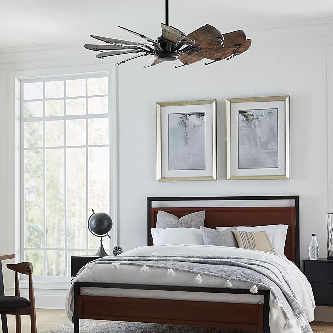 Progress Lighting Springer Collection DC Motor Farmhouse Windmill Ceiling Fan, Architectural Bronze, 12-Blade (52" W x 17-3/8" H) P250065-129