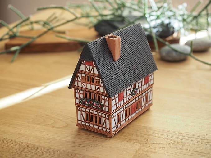 Ceramic Houses and Villages Collection - Handmade House Ceramic Art Cone Incense Holder Room Decoration Collectible Miniature Town Hall in Schotten, Germany R232