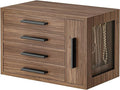 HOOBRO Jewelry Box for Women, Wooden Jewelry Organizer with Transparent Window, 4-Layer Jewelry Organizer Box, Jewelry Holder Organizer for Earrings, Necklaces, Rings, Walnut and Black BH09JB04