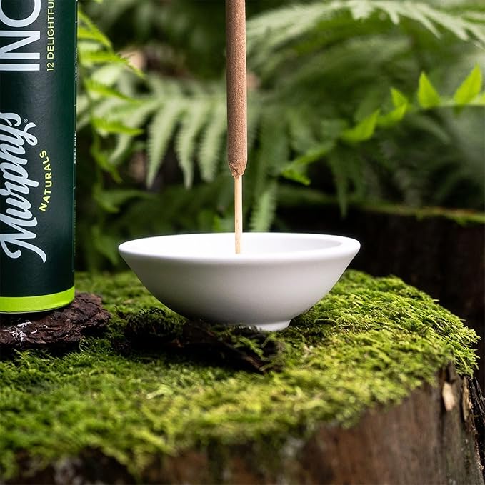 Murphy’s Naturals Stoneware Incense Stick Holder, Cloud White, 4.5” Ash Catcher for Outdoor Use, Durable & Stylish Design for Easy Clean-Up, 1-Pack