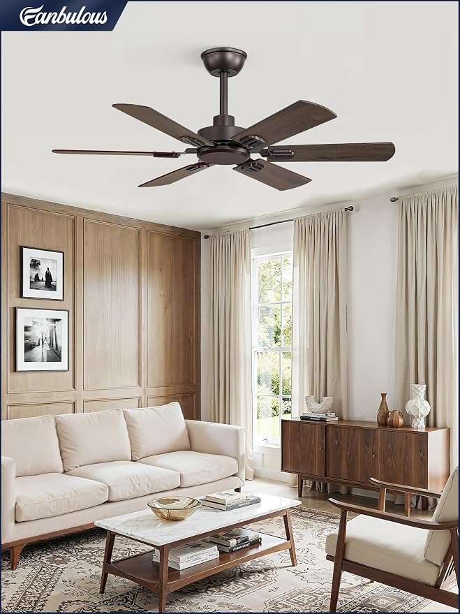 Fanbulous 42 Inch Ceiling Fans No Light with Remote, Modern Ceiling Fan Without Light, Dual Finish 6 Blades, Reversible Quiet DC Motor, 6 Speed, Large Ceiling Fan for Indoor or Outdoor, Oil Bronze