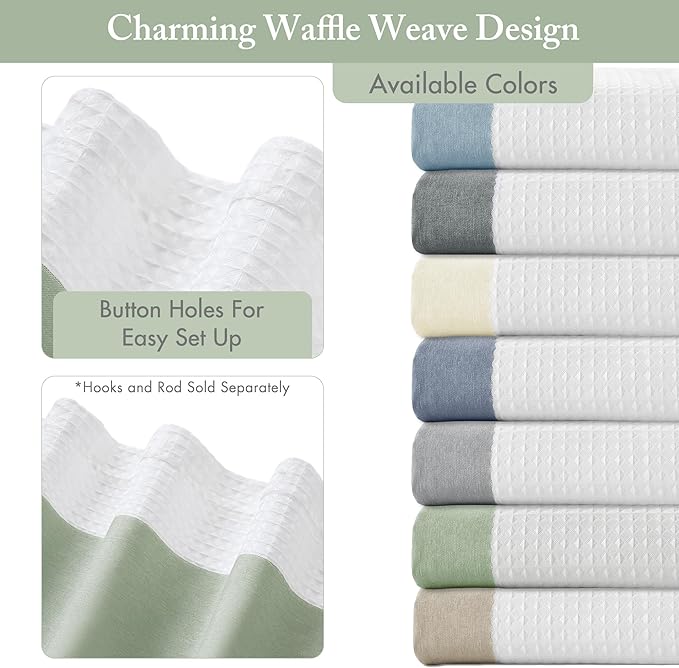 Madison Park Shower Curtain Spa Waffle Weave Extra Long Shower Curtain for Bathroom 3M Scotchgard Moisture Management, Spa Quality Modern Shower Curtains for Bathroom, Extra Long 72"x84" Sage Green
