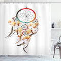 Ambesonne Tribal Shower Curtain, Retro Style Bohemian Dreamcatcher Image Indigenous Culture Feather, Cloth Fabric Bathroom Decor Set with Hooks, 69" W x 70" L, White Pale Yellow Red