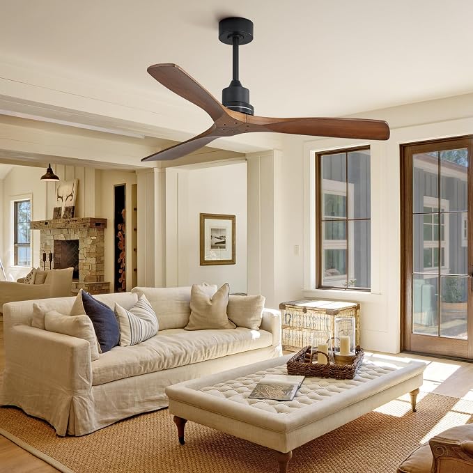 Sofucor Smart Ceiling Fan no Lights, 52" Low Profile Ceiling Fans with Remote, Compatible with Alexa/Google/App, 6-Speed Timing Reversible DC Motor for Bedroom Living Room Patio Indoor Outdoor