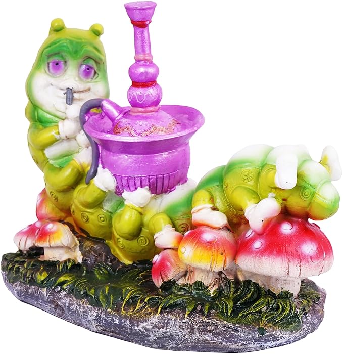Fantasy Gifts Caterpillar Smoking a Hookah Incense Burner – 4 x 5 Inches Hand Painted Multicolor Resin | Whimsical Home Décor, Meditation, Aromatherapy, and Collectible Figurine