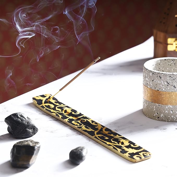 Bless-International Traditional-Handmade-Burner Wooden-Incense-Stick-Holder Ash-Catcher-Stand for-Aromatherapy-Meditation-Yoga (Beautiful Mind) 10 Inches, Pack of 1