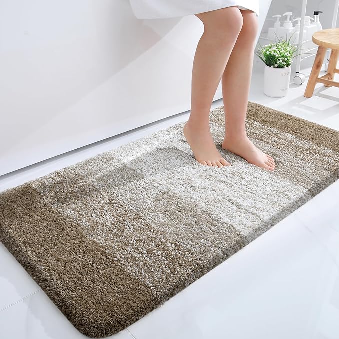 OLANLY Large Bathroom Rugs Mat 40x24, Extra Soft Absorbent Microfiber Bath Rugs, Rubber Backing, Quick Dry, Machine Washable Bath Mat for Bathroom Floor, Tub and Shower, Home Decor Accessories, Coffee