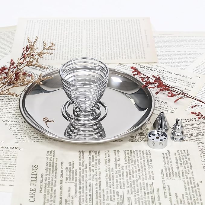 5 in 1 Incense Burner, 5.51 Inch Incense Holder Set for Incense Sticks, Coil Incense and Incense Cones, Multi-Functional, Brass Ash Catcher, Gourd-Shaped Tray（Silver）