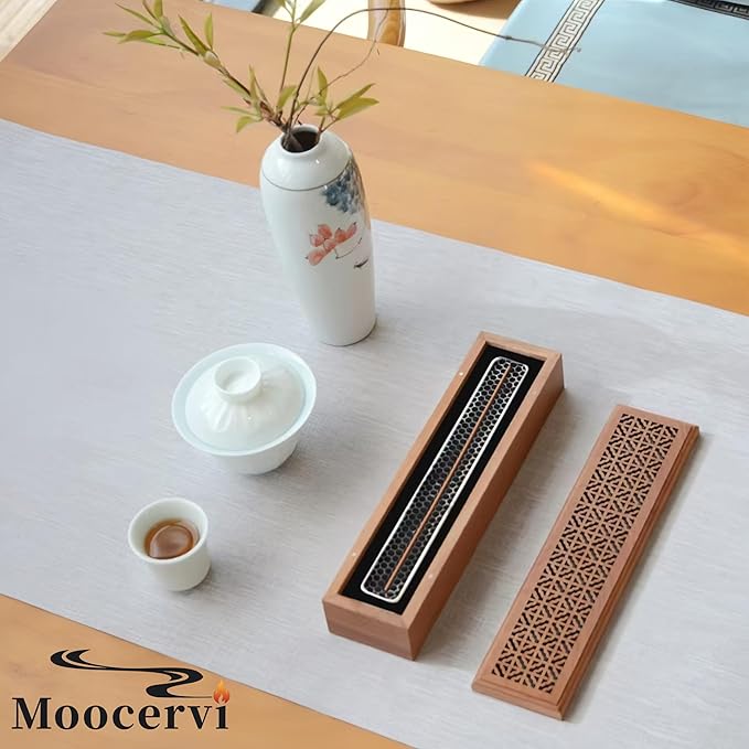 Incense Holder Burner,Coffin Incense Storage Box Holder for Sticks, Wooden Incense-Stick Holder & Ash Catcher for Meditation/Yoga Room/Bedroom/studyroom/Office (Incense Holder with Storage)