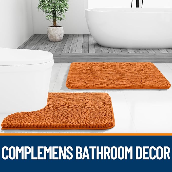 OLANLY Small Bathroom Rugs 24x16, Extra Soft Absorbent Chenille Bath Rugs, Rubber Backing Quick Dry, Machine Washable Bath Mats for Bathroom Floor, Tub and Shower, Home Decor Accessories, Clay