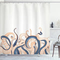 Ambesonne Octopus Shower Curtain, Animal Tentacles Background Underwater Marine Nature and Sea Creatures Nautical, Cloth Fabric Bathroom Decor Set with Hooks, 69" W x 70" L, Azure Blue