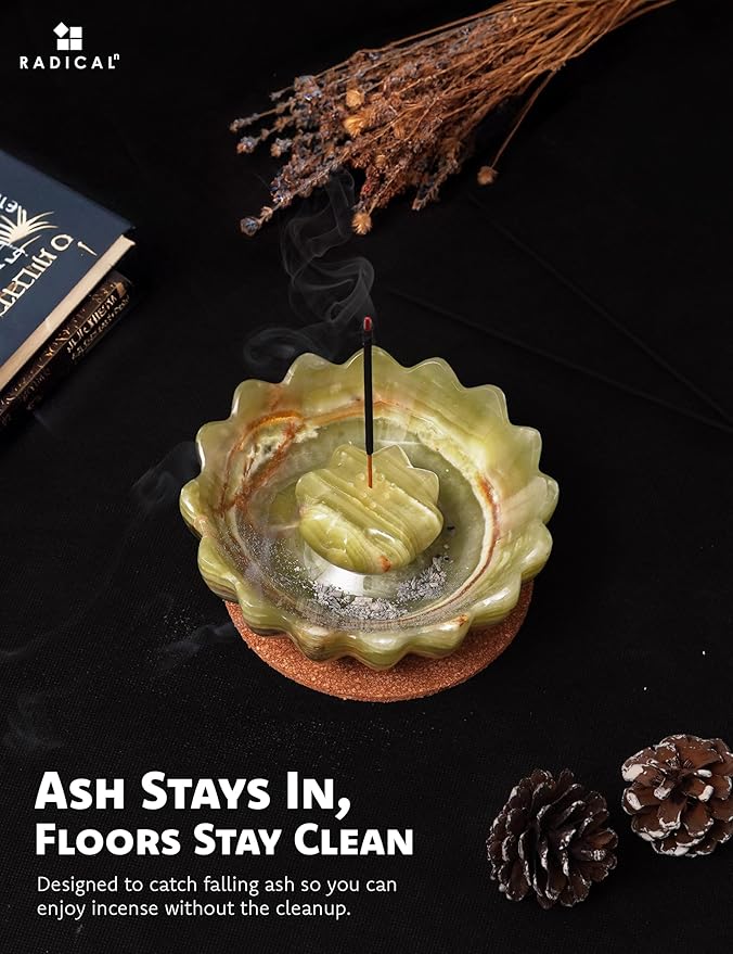 Radicaln Marble Incense Holder 5.5" Inches Green Handmade Incense Stick Holder for Palo Santo, Ideal Marbles Ashtray & Incense Holder Marble for Bedroom