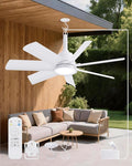 LANMEL Outdoor Gazebo Ceiling Fan with Light and Remote, 28 Inch, White | Plug-In, IP65 Waterproof, Hanging with Hook, 6 Speed, Reversible, 3CCT, Dimmable, Portable, for Patio, Canopy, Porch, RV