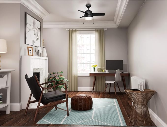 Hunter Aker, Indoor, Ceiling Fan, Modern, Small, 36 inch, Matte Black