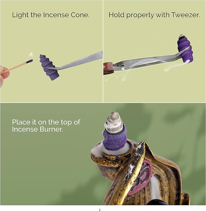 Backflow Natural Incense Waterfall Cones Unique Shape for Backflow Incense for Prayer, Meditation, Relaxation Burner Holder (25 pcs) (Lavender, Screw)