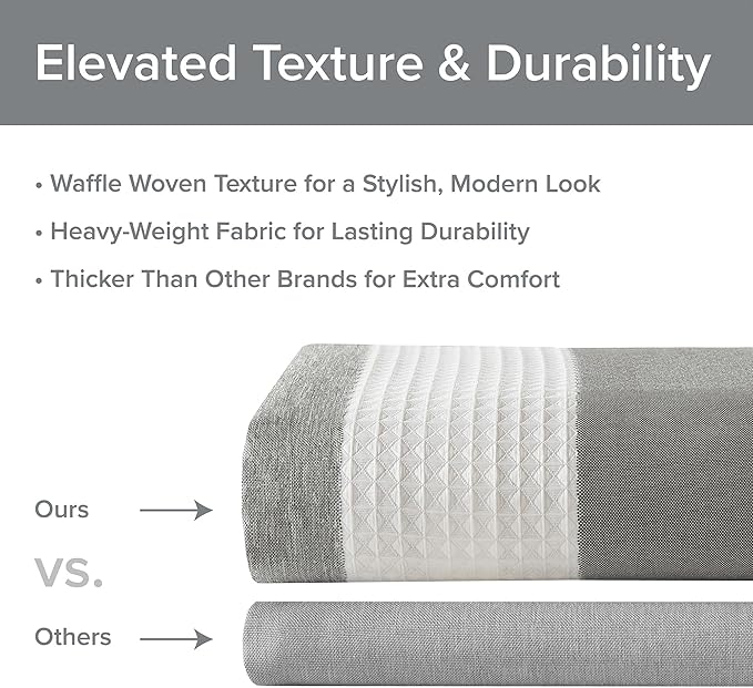 Madison Park Shower Curtain Spa Waffle Weave Stall Shower Curtain for Bathroom 3M Scotchgard Moisture Management, Spa Quality Modern Shower Curtains for Bathroom, Stall 36x72'' Grey Ombre