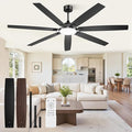 Fanbulous 72 Inch Large Ceiling Fans with Lights, Black Modern Ceiling Fan with Quiet DC Motor, 3CCT, Indoor/Outdoor Ceiling Fan with Dual Finish Reversible 7 Blades, Timer for Living Room, Patio