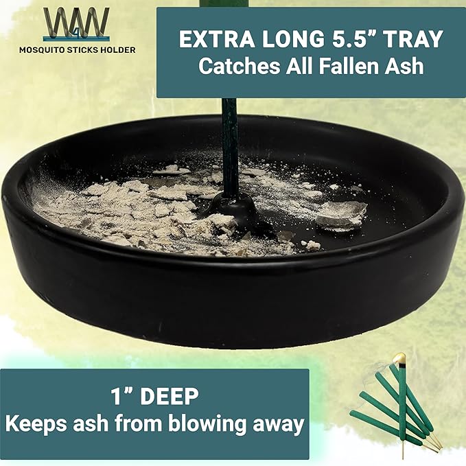W4W Mosquito Stick Holder – Ceramic Holder for Incense & Mosquito Sticks – for Outdoor & Indoor use, Pool Side, Patio, Deck, Camping, Hiking, etc...