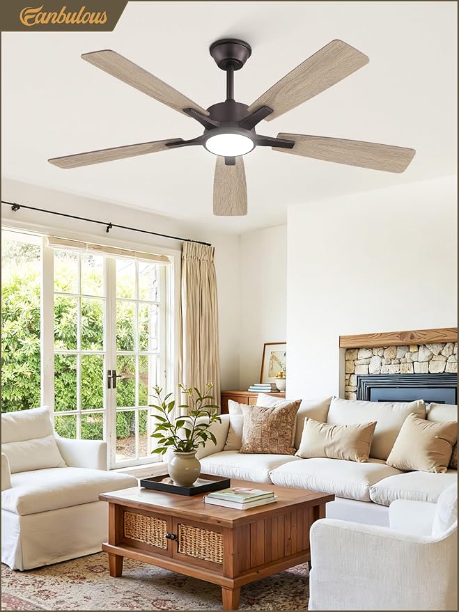 Fanbulous 52 Inch Ceiling Fans with Lights and Remote, Stepless Color Temperature Change & Dimmable 20W LED Ceiling Fan, 6 Speeds Reversible Quiet DC Motor for Bedroom, Living Room, Oil Bronze