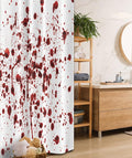 Ambesonne Horror Stall Shower Curtain, Splashes of Blood Grunge Style Bloodstain Horror Scary Zombie Halloween Themed Print, Fabric Bathroom Decor Set with Hooks, 36" W x 72" L, Red White