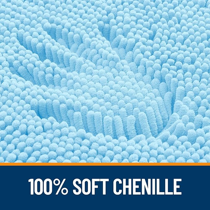 OLANLY Large Bathroom Rugs 40x24, Extra Soft Absorbent Chenille Bath Rugs, Rubber Backing Quick Dry, Machine Washable Bath Mats for Bathroom Floor, Tub and Shower, Home Decor Accessories, Sky Blue