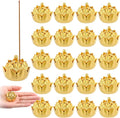 30 Pcs Return Gifts for Pooja Incense Holder Indian Return Gifts Lotus Flower Incense Burner Holder Sticks Cone Burner Ash Catcher with Lid for Pooja Indian Wedding Party Supplies(Golden)