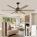 Fanbulous 65 Inch Farmhouse Crystal Ceiling Fan with Lights and Remote, Chandelier Ceiling Fan with Quiet Reversible DC Motor, Wood Blades - Ideal for Bedroom