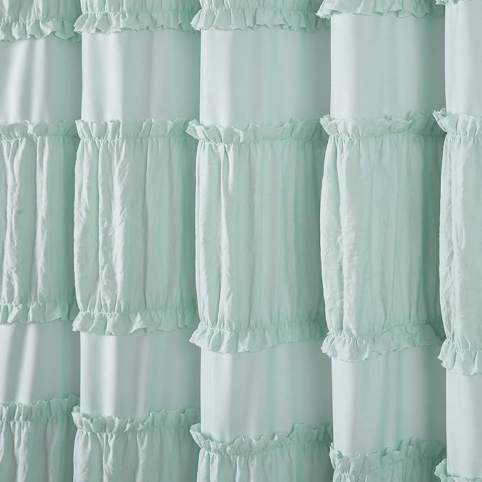 Lush Decor Nova Ruffle Shower Curtain, 72" x 72", Blue