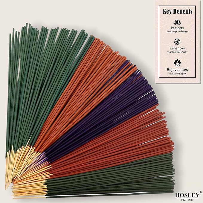 Hosley 480-Pack Assorted Incense Sticks, 12 Scents Incl. Nag Champa, Lavender, Dragon’s Blood, Grab Bag, Ideal for Meditation, Aromatherapy, Home, Gifts