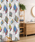 Ambesonne Vintage Stall Shower Curtain, Funny Retro Modern 80s Memphis Neon Color TV Background Cartoon Style Design, Fabric Bathroom Decor Set with Hooks, 36" W x 72" L, Grey Aqua
