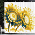 Ambesonne Yellow Shower Curtain, Vintage Countryside Farmhouse Vibe Pair of Sunflowers on Plain Background, Cloth Fabric Bathroom Decor Set with Hooks, 69" W x 75" L, Mustard Dimgray Cream