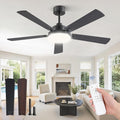 52 Inch Ceiling Fan with Remote, Indoor/Outdoor Black Ceiling Fan with Large LED Panel, Quiet Reversible DC Motor, 6-Speed, 3000-6500K Stepless Dimming, Modern Ceiling Fan for Bedroom, Living Room