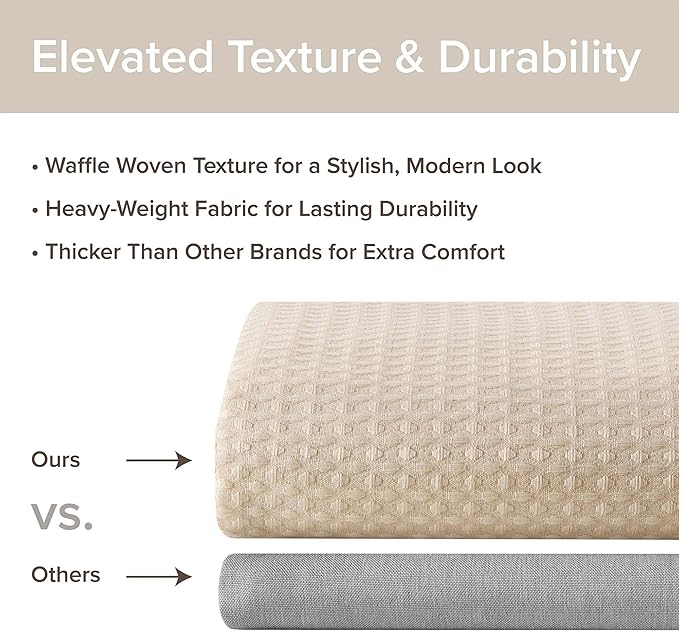 Madison Park Shower Curtain Waffle Weave, Vibrant Dyed, Waffle Shower Curtain 3M Scotchgard Moisture Management, Farmhouse Long Shower Curtains for Bathroom, Long: 72x78 Beige