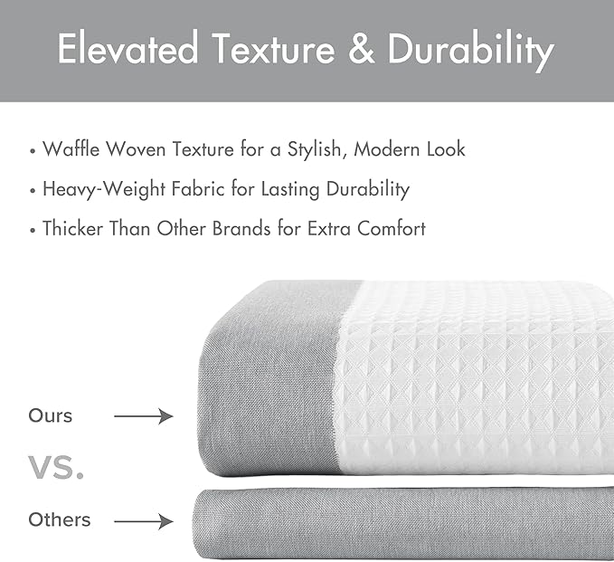 Madison Park Spa Waffle Shower Curtain Pieced Fabric with 3M Scotchgard Moisture Management Modern Home Bathroom Decorations, Wide 108"x72", Grey