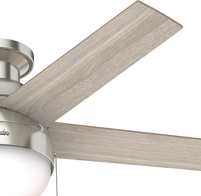 Hunter Anslee, Indoor, Ceiling Fan, with LED Light, 46 inch, Brushed Nickel