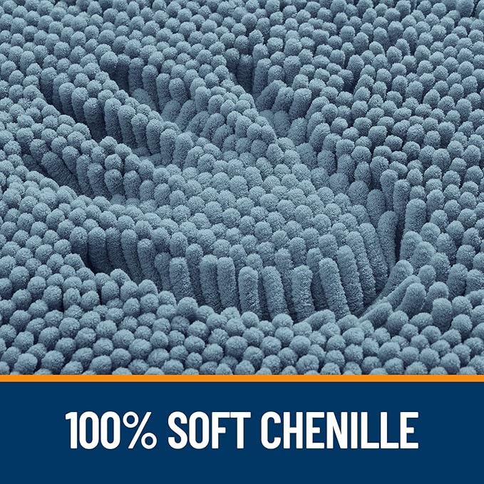 OLANLY Large Bathroom Rugs 50x30, Extra Soft Absorbent Chenille Bath Rugs, Rubber Backing Quick Dry, Machine Washable Bath Mats for Bathroom Floor, Tub and Shower, Home Decor Accessories, Airy Blue