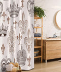 Ambesonne Fleur De Lis Stall Shower Curtain, Crowns and Fleur-de-Lis Shapes in Engraved Style Fame Symbolic Artwork Print, Fabric Bathroom Decor Set with Hooks, 36" W x 72" L, Beige Tan