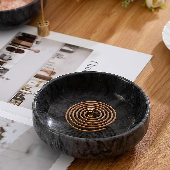 5.91 INCH Large Incense Holder, 6 in 1 Marble Incense Burner - Incense Holder for Sticks and Backflow Incense, Sage Sticks - Palo Santo Holder, Cone Incense, Candy Bowl, Mosquito Coil Holder