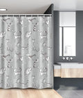 Ambesonne Grey Stall Shower Curtain, Cats Posing Over Floral Background Feline Kitten Kitty Cartoon Art Prints, Fabric Bathroom Decor Set with Hooks, 54" W x 78" L, White