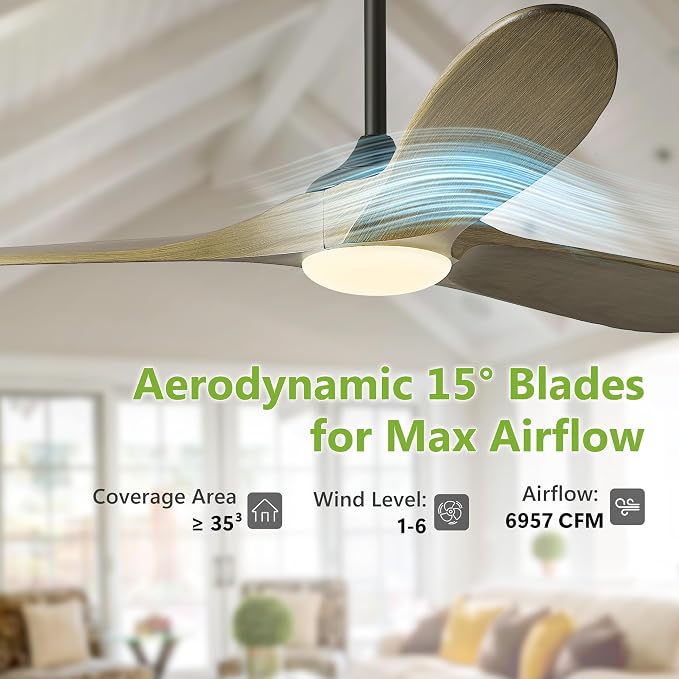 Haipeel 72 Inch Ceiling Fans with Lights, Wood Outdoor Ceiling Fan for Patio and Remote Control Rustic Propeller Large Ceiling Fans with Light Farmhouse Indoor Quiet High cfm, Bronze Gray