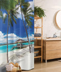 Ambesonne Beach Stall Shower Curtain, Empty Hammock Between Palm Trees Sand Vibrant Summer Sky Picture, Fabric Bathroom Decor Set with Hooks, 36" W x 72" L, Coconut Blue