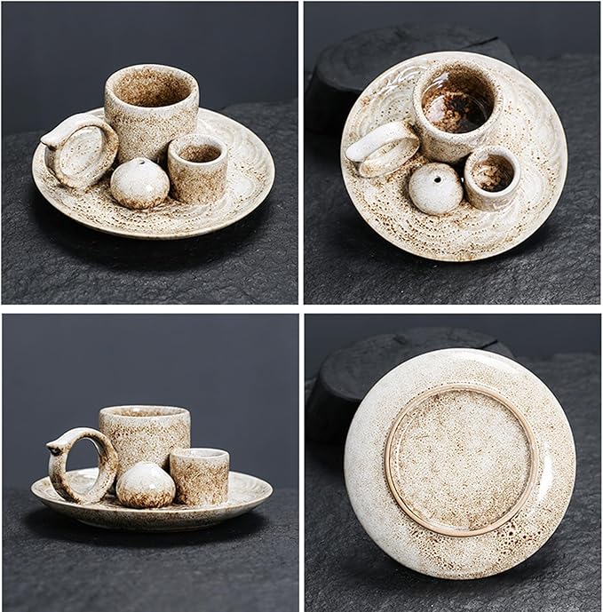 4 in 1 Ceramic Incense Burner Holder with Handle for Burning Sage, Palo Santo Stick, Joss Sticks, Candle in Your New House, Office, Yoga, Meditation Room