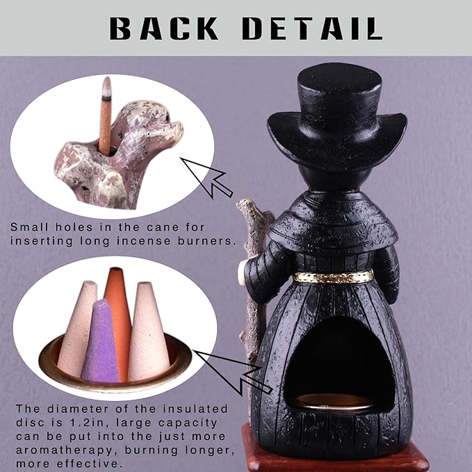 2026 Upgrade Plague Doctor Incense Holder, Plague Doctor Cone Burner Eyes Will Smoke, Handmade Craftfor Desktop Resin Ornament for Home Decoration, Effective Stress & Anxiety Relief. (Large Doctor)