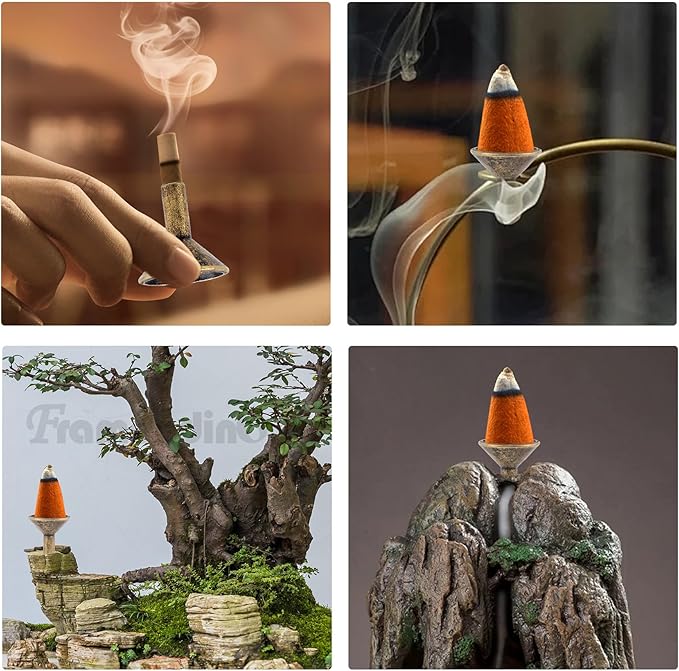 Framendino, 12 Pack Metal Backflow Cone Incense Burner Incent Stand Holder