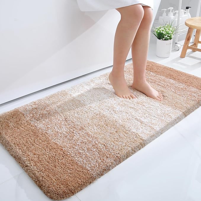 OLANLY Large Bathroom Rugs Mat 40x24, Extra Soft Absorbent Microfiber Bath Rugs, Rubber Backing, Quick Dry, Machine Washable Bath Mats for Bathroom Floor, Tub and Shower, Home Decor Accessories, Beige