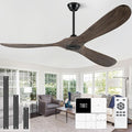 Eliora 72" Ceiling Fans Without Lights, Wood Ceiling Fan no Light with Remote, Large Outdoor Ceiling Fan for Patio, Porch, Bedroom, 6 Speed, Quiet DC Motor, ETL Listed-Deep Brown
